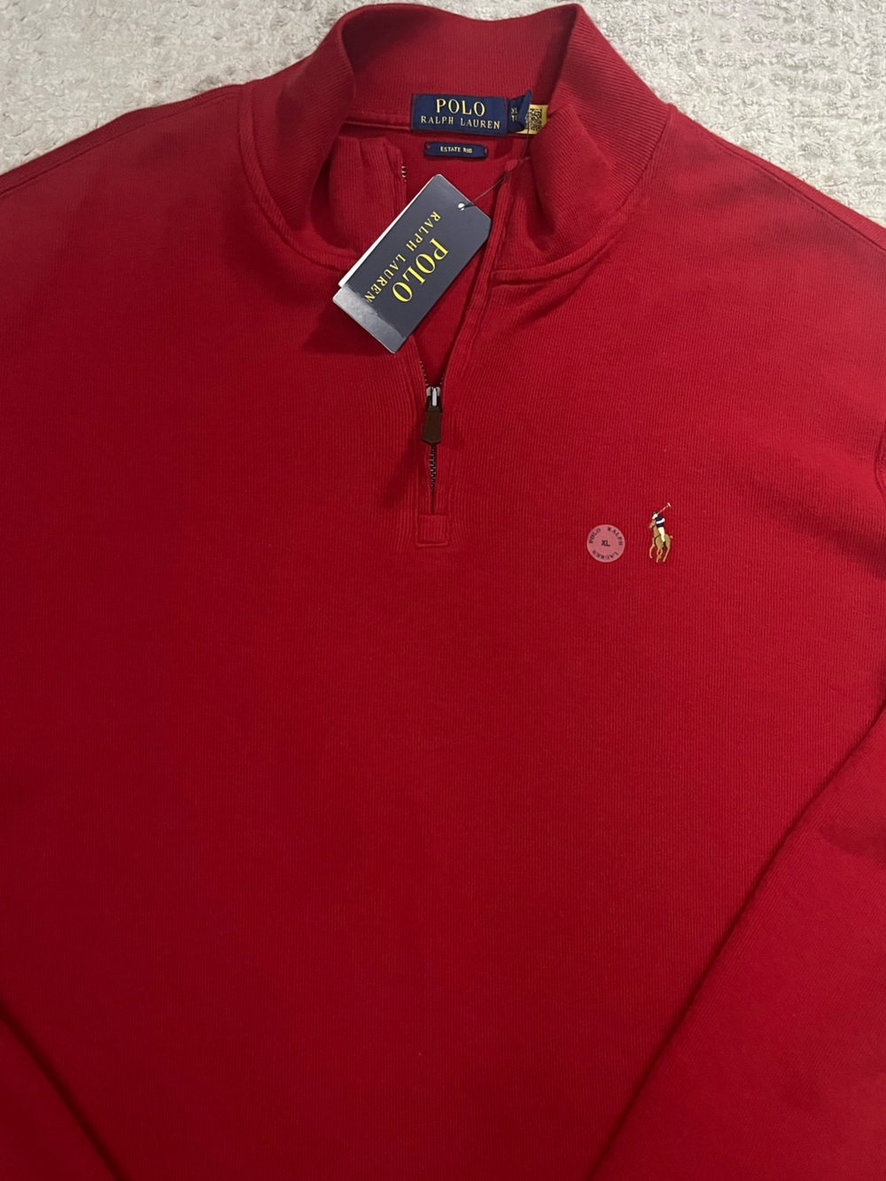 NWT Polo Ralph Lauren Estate Rib 1/4 Zip Sweater - Classic Red